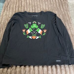 Life Is Good Women’s St Patrick’s Day Long Sleeve Tee with Green Orange Graphics